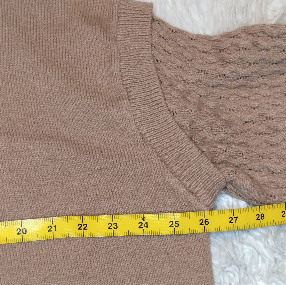 Open Edit Stitch Sleeve Cotton Blend Sweater in Natural Size 1X - Picture 12 of 15